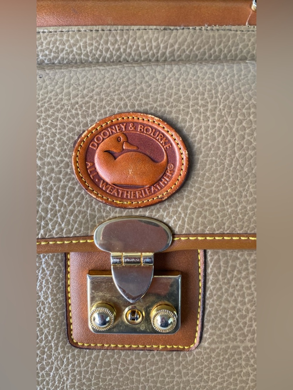 Vintage Dooney & Bourke AWL Olive Leather Top Handle Crossbody Bag - Picture 9 of 14